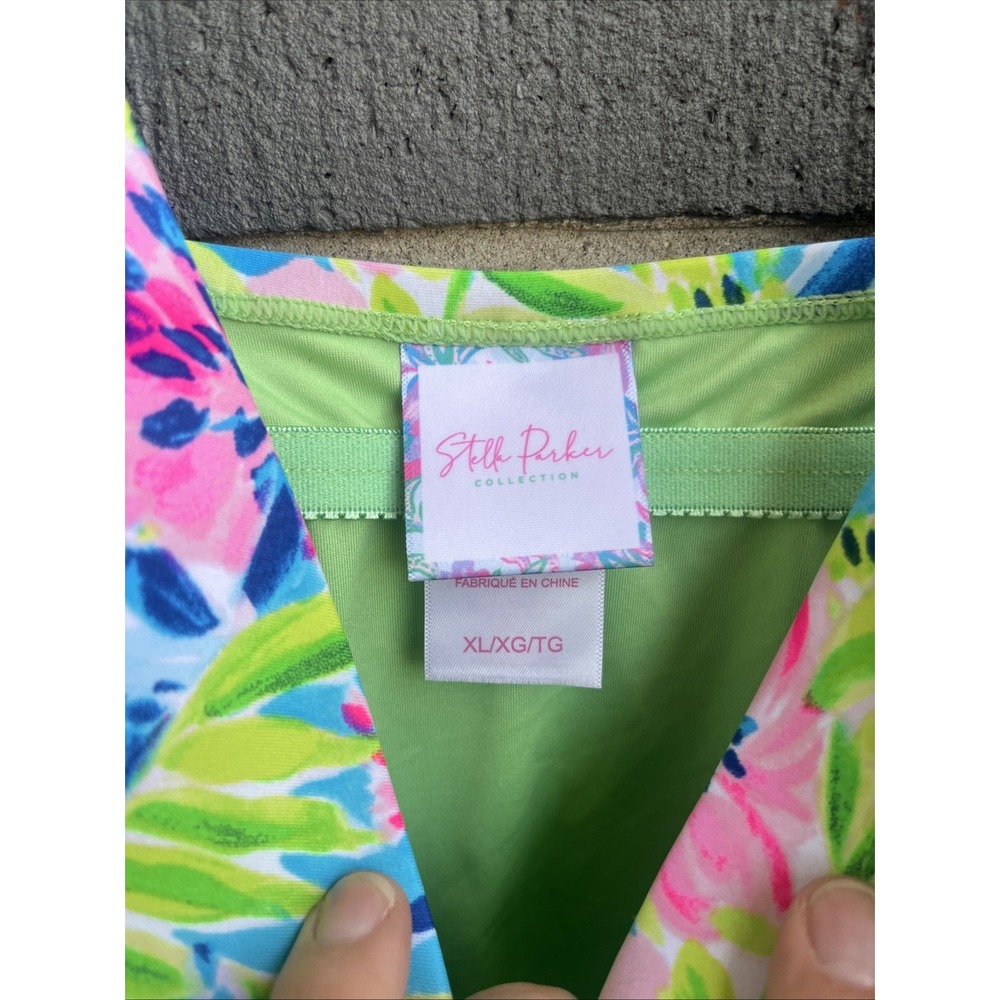 Stella Parker swim Top Tankini bright Colorful Pink Blue Green size XL NWOT - Picture 3 of 6